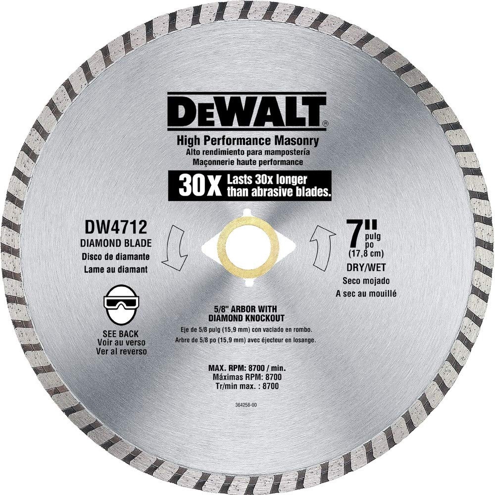 image:imageDEWALT Diamond Blade for Masonry High Performance 7Inch DW4712BSilver