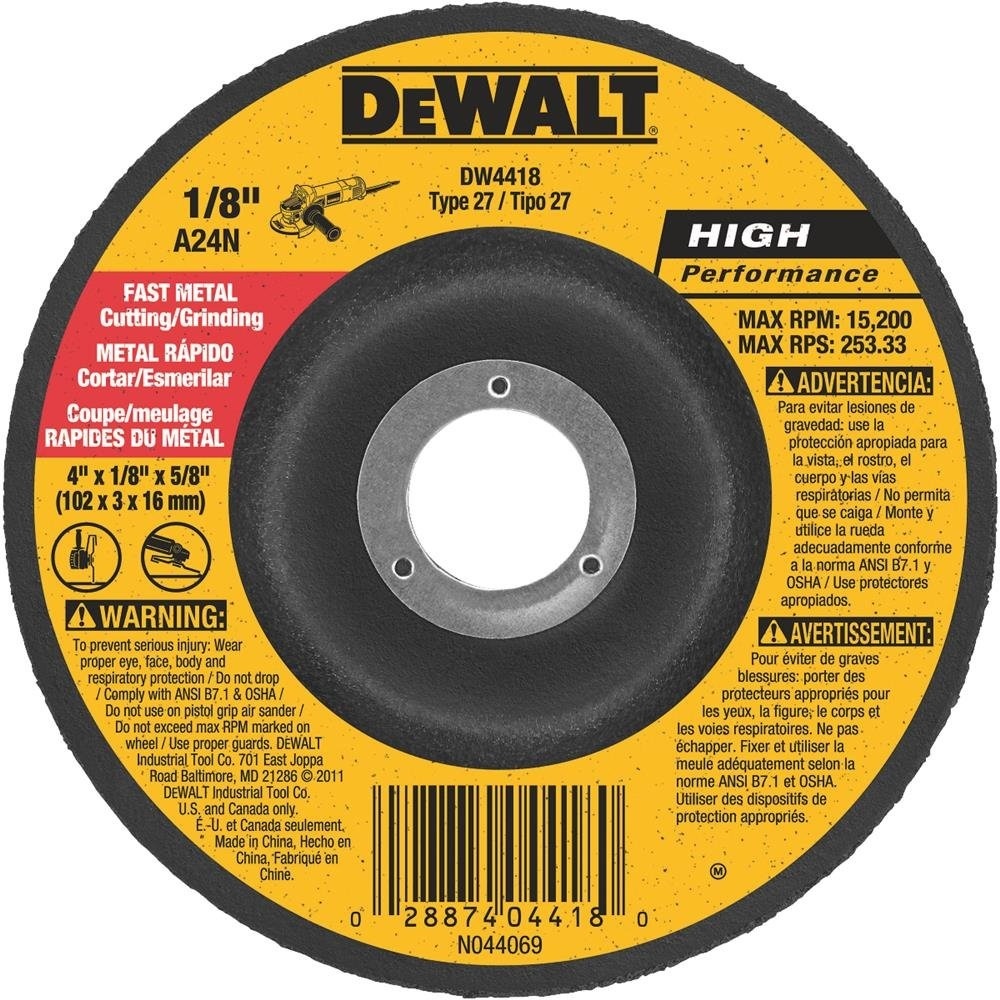 image:imageDEWALT General Purpose Metal Cutting Wheel 4 x 18 x 58 DW44181 Count Pack of 1