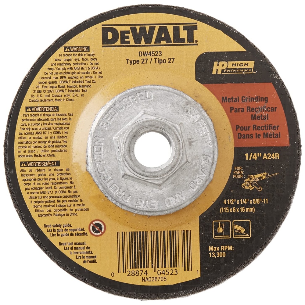 image:imageDEWALT Grinding Wheel General Purpose for Metal 412Inch x 14Inch x 58Inch DW45231 Count Pack of 1