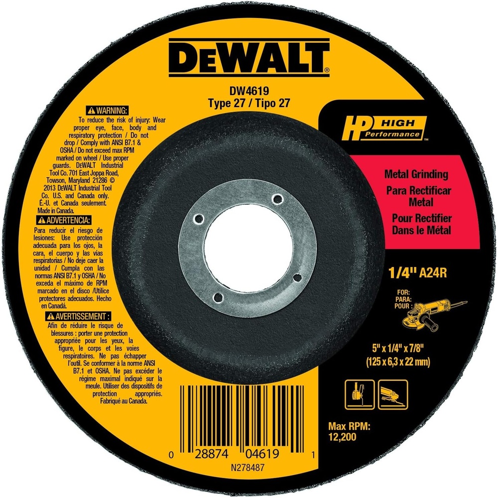 image:imageDeWalt DW4619 5 x 14 x 78 General Purpose Metal Grinding Wheel