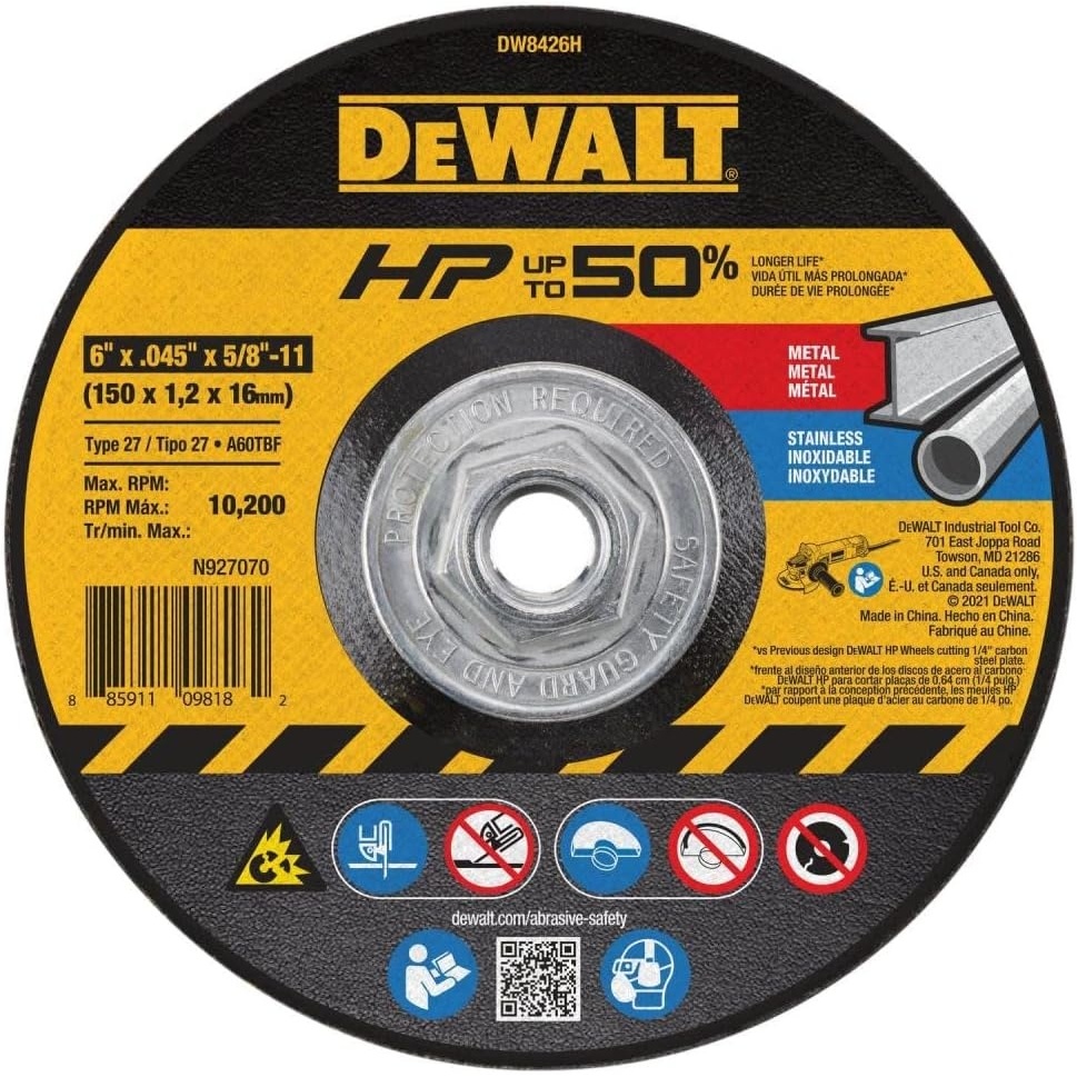 image:imageDeWalt DW8426H 6 x 045 x 5811 Metal Cutting WheelOne Size