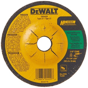 DEWALT DW4429 4-Inch by 1/4-Inch by 5/8-Inch Concrete/Masonry Grinding Wheel(One Size)