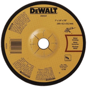 DEWALT DW4547 7-Inch by 1/4-Inch High Performance Fast Metal Grinding Wheel, 7/8-Inch Arbor(1 Count (Pack of 1))