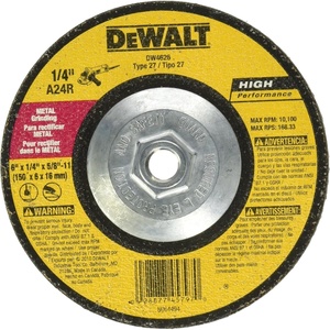 DEWALT DW4626 6-Inch by 1/4-Inch by 5/8-Inch-11 High Performance Metal Grinding Wheel(One Size (Pack of 10))