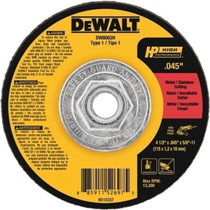 DEWALT DW8062H 4-1/2″ X .045″ X 5/8″-11 HP Type 1 Cutting Wheel(1 Count (Pack of 1))