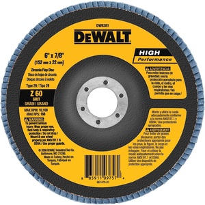 DEWALT DW8382 6-Inch X 7/8-Inch 80G Type 29 Hp Flap Disc(60G 7/8-Inch Hub)
