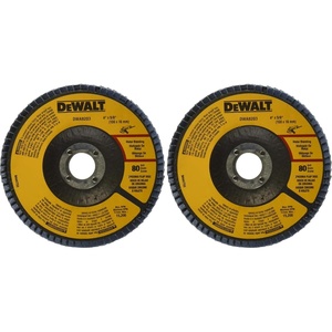 DEWALT DWA8203 80 Grit Zirconia T29 Flap Disc, 4-Inch X 5/8-Inch(1 Count (Pack of 2))