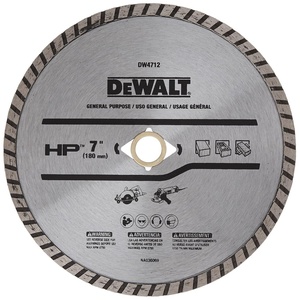 DEWALT Diamond Blade for Block and Brick, Dry/Wet Cutting, Continuous Rim, 7-Inch (DW4712)(One Size)
