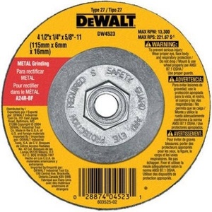 DEWALT Grinding Wheel, General Purpose for Metal, 4-1/2-Inch x 1/4-Inch x 5/8-Inch (DW4523)(1 Count (Pack of 10))