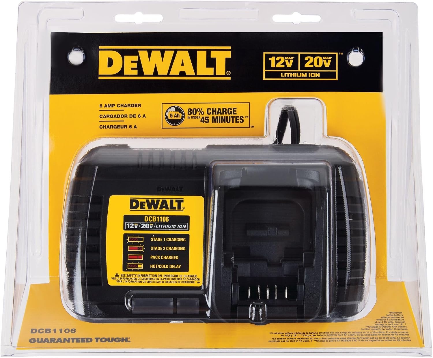 image:imageDEWALT 12V MAX20V MAXFLEXVOLT 6 Amp Charger DCB1106STANDARD