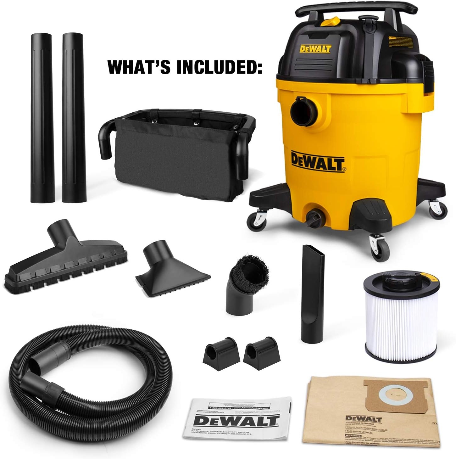image:imageDEWALT 16 Gal 65 HP 116CFM Wet Dry Vacuum with Blower and Muffler DXV16PA WetDryBlower 3in1 Large Poly Shop Vacuum with Storage Bag and Muffler Accessories Ideal for GarageWorkshopJobsiteYellow
