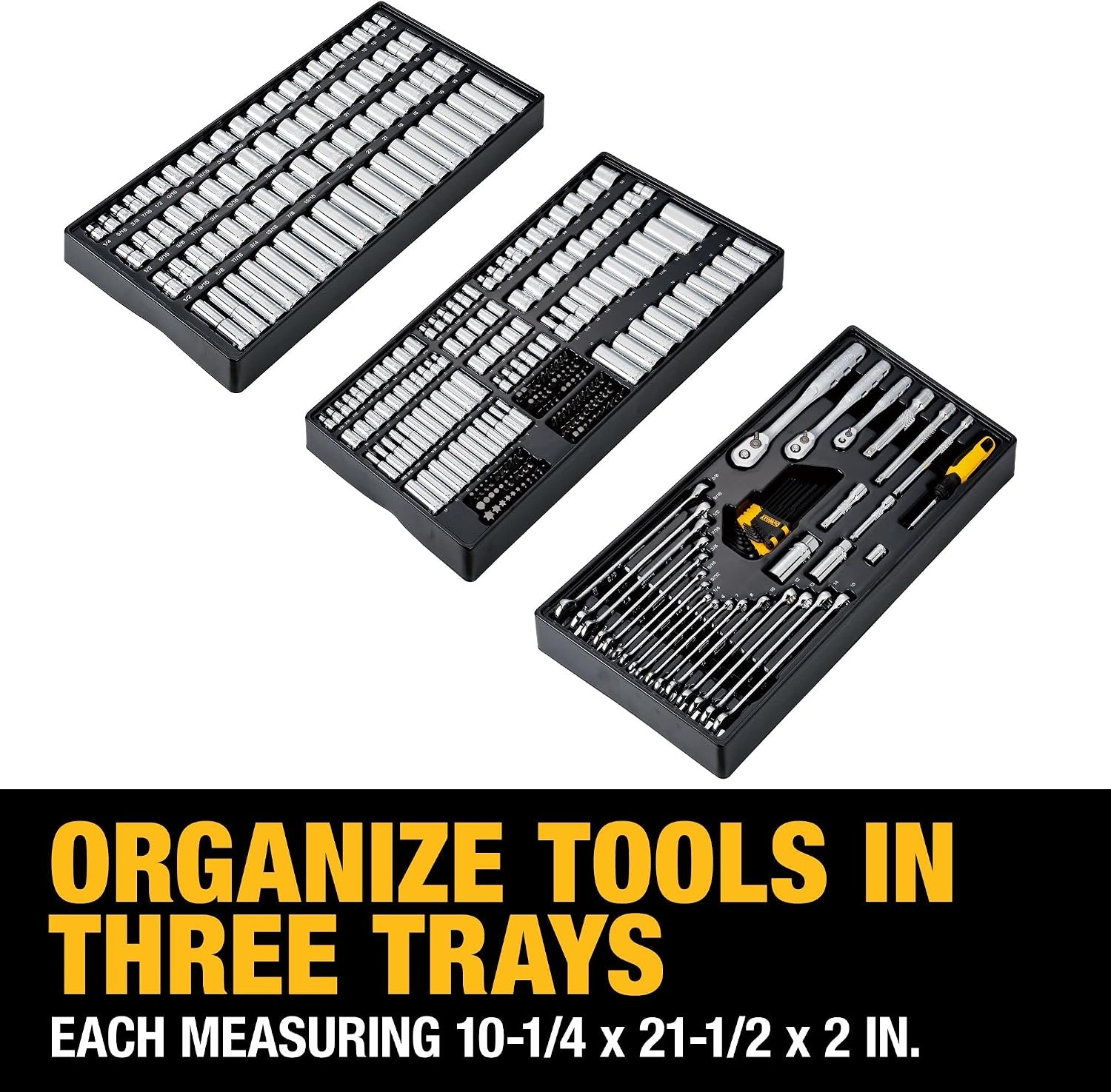image:imageDEWALT Mechanics Tool Set 14 38 12 Drive Tools Sockets and Ratchets 200 Piece DWMT45007341 Piece Set