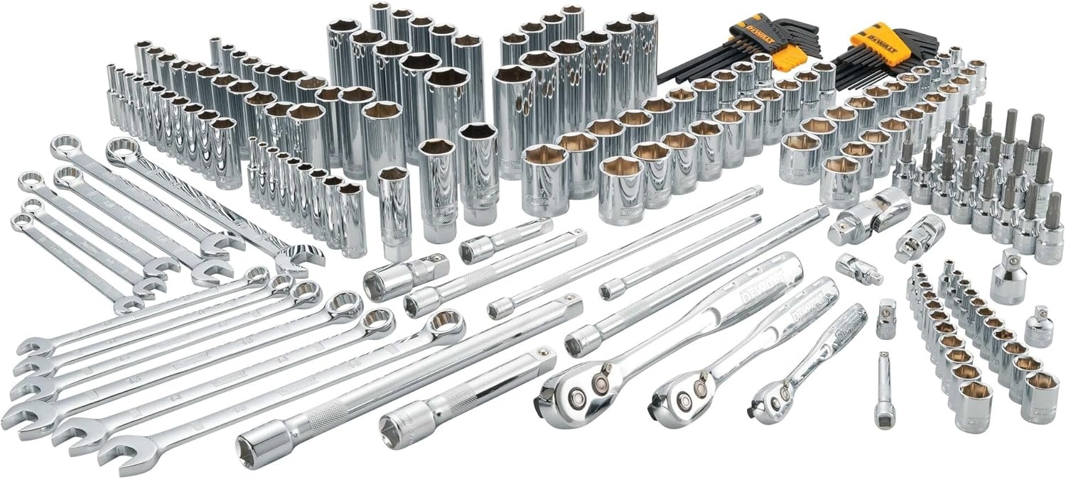 image:imageDEWALT Mechanics Tools Kit and Socket Set 204Piece Dewalt Tool Set 14 amp 38 amp 12 Drive MetricSAE Deep and Shallow Sockets 38 Hex Bits Torx Bits Spark Plugs Wrenches DWMT72165204 PC