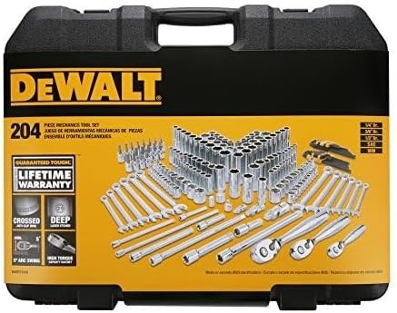 image:imageDEWALT Mechanics Tools Kit and Socket Set 204Piece Dewalt Tool Set 14 amp 38 amp 12 Drive MetricSAE Deep and Shallow Sockets 38 Hex Bits Torx Bits Spark Plugs Wrenches DWMT72165204 PC