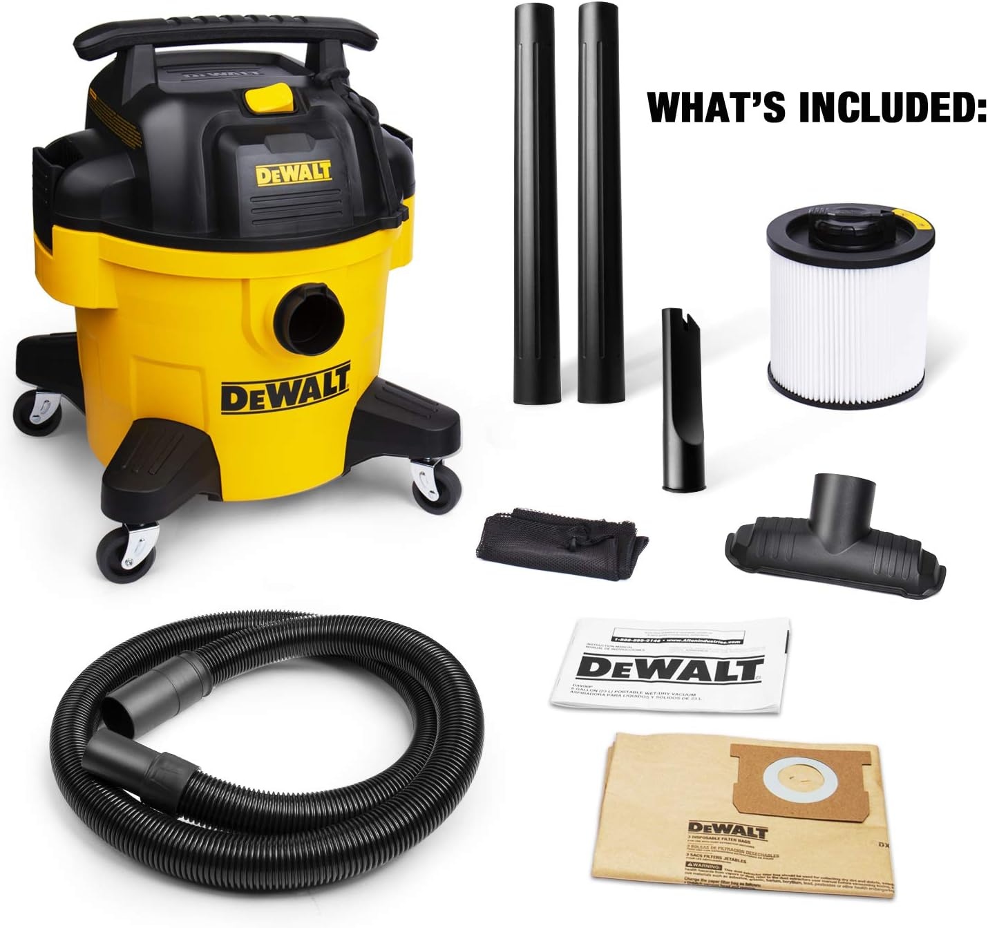 image:imageDEWALT Shop Vacuum 6 Gal 4 HP Poly WetDry Vacuum with Blower DXV06P WetDryBlower 3in1 with Portable Shop Vacuum Rubberized Casters for Easy Moving Ideal for GarageWorkshopJobsite