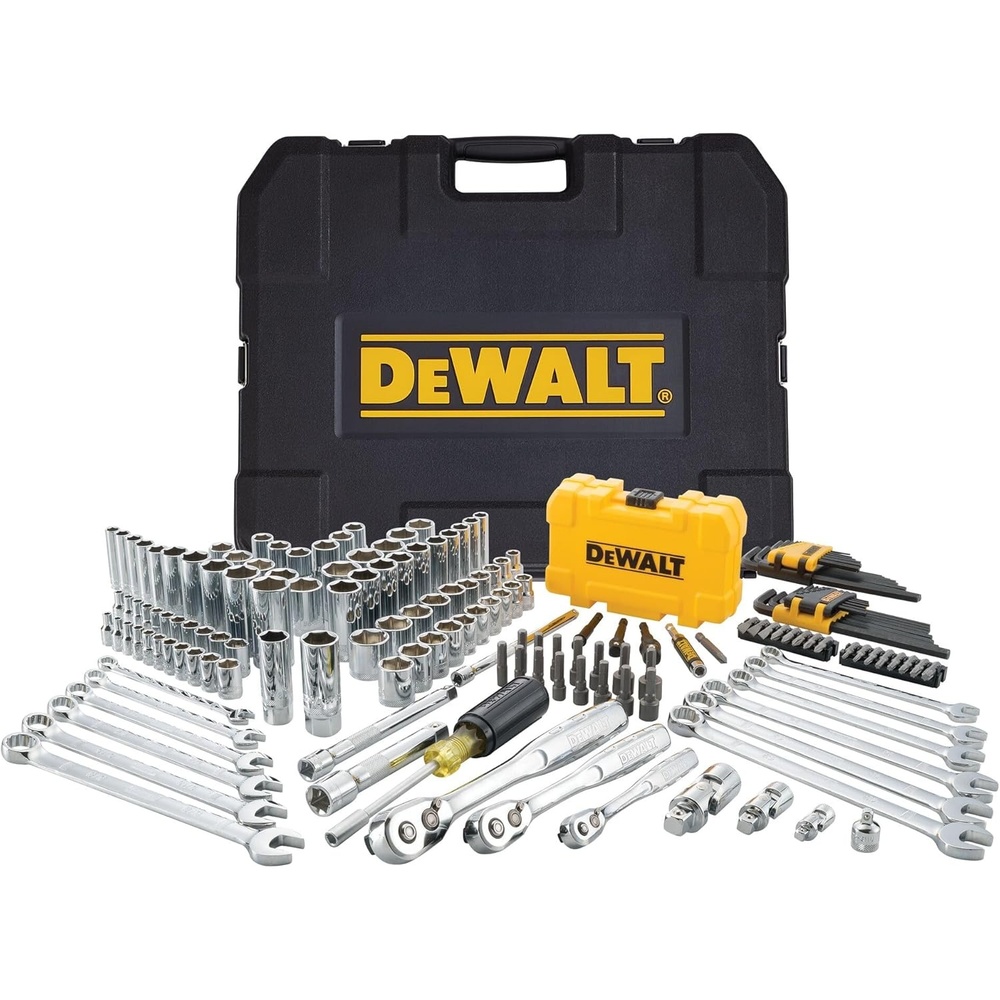 image:imageDEWALT Mechanic Tool Set with Case Socket Set Metric and Standard Full 14 amp 38 Drive Hex Keys and Specialty Tools 168Piece DWMT73803