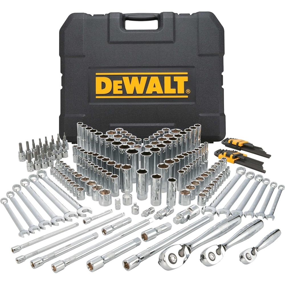 image:imageDEWALT Mechanics Tools Kit and Socket Set 204Piece Dewalt Tool Set 14 amp 38 amp 12 Drive MetricSAE Deep and Shallow Sockets 38 Hex Bits Torx Bits Spark Plugs Wrenches DWMT72165204 PC