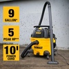 DEWALT Wet and Dry Vacuum 9 Gallon Poly Wet/Dry Vac Yellow Shop Vacuum 5 HP Strong Suction for Jobsite, Workshop 3 in 1 Multi Functions Model: DXV09P(Wet/Dry Vac)