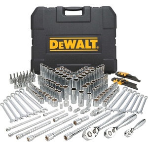 DEWALT Mechanics Tools Kit and Socket Set, 204-Piece Dewalt Tool Set, 1/4″ & 3/8″ & 1/2″ Drive, Metric/SAE Deep and Shallow Sockets, 3/8″ Hex Bits, Torx Bits, Spark Plugs, Wrenches (DWMT72165)(204 PC)