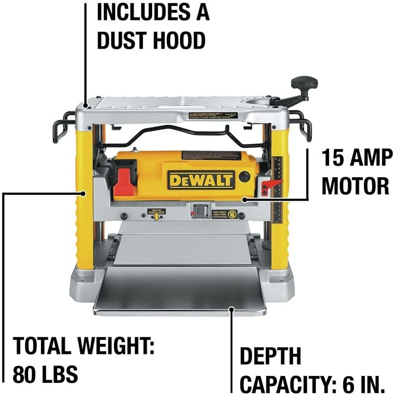 image:imageDEWALT Benchtop Planer 15Amp 1212Inch 3Knife Cutter 20000 RPM Corded DW734