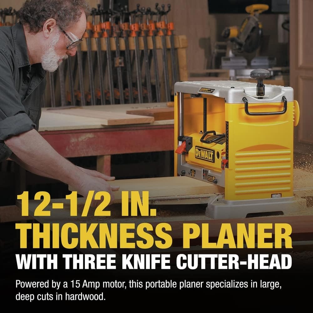 image:imageDEWALT Benchtop Planer 15Amp 1212Inch 3Knife Cutter 20000 RPM Corded DW734