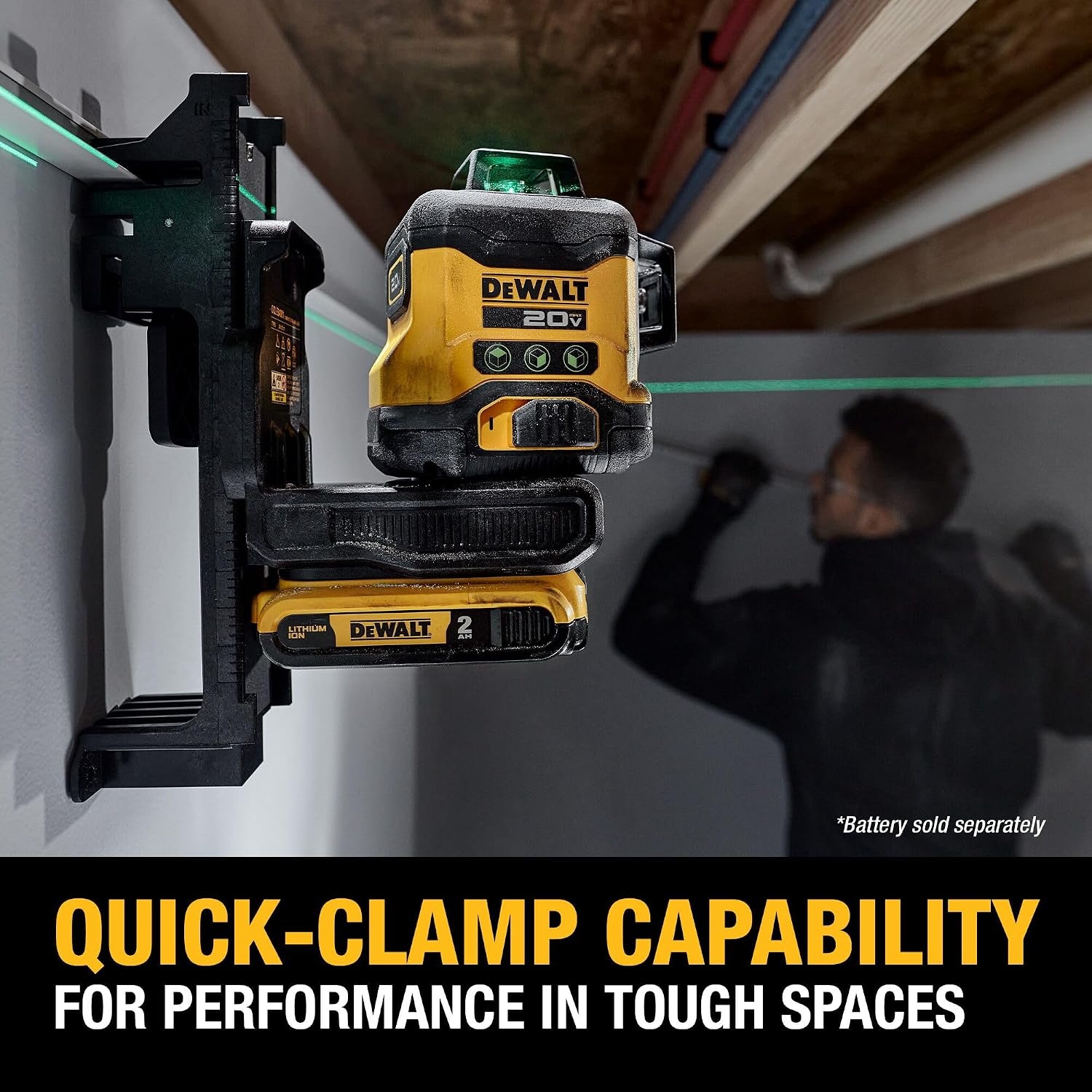 image:imageDEWALT 20V MAX Laser Level Cross Line Laser 3X360 Green Bare Tool Only DCLE34031BLaser Level Bare Tool Only