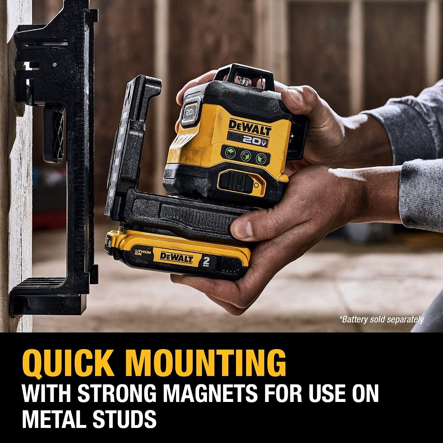 image:imageDEWALT 20V MAX Laser Level Cross Line Laser 3X360 Green Bare Tool Only DCLE34031BLaser Level Bare Tool Only