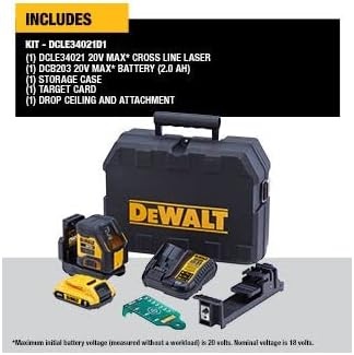 image:imageDEWALT 20V MAX Laser Level Kit Cross Line Laser Green DCLE34021D1
