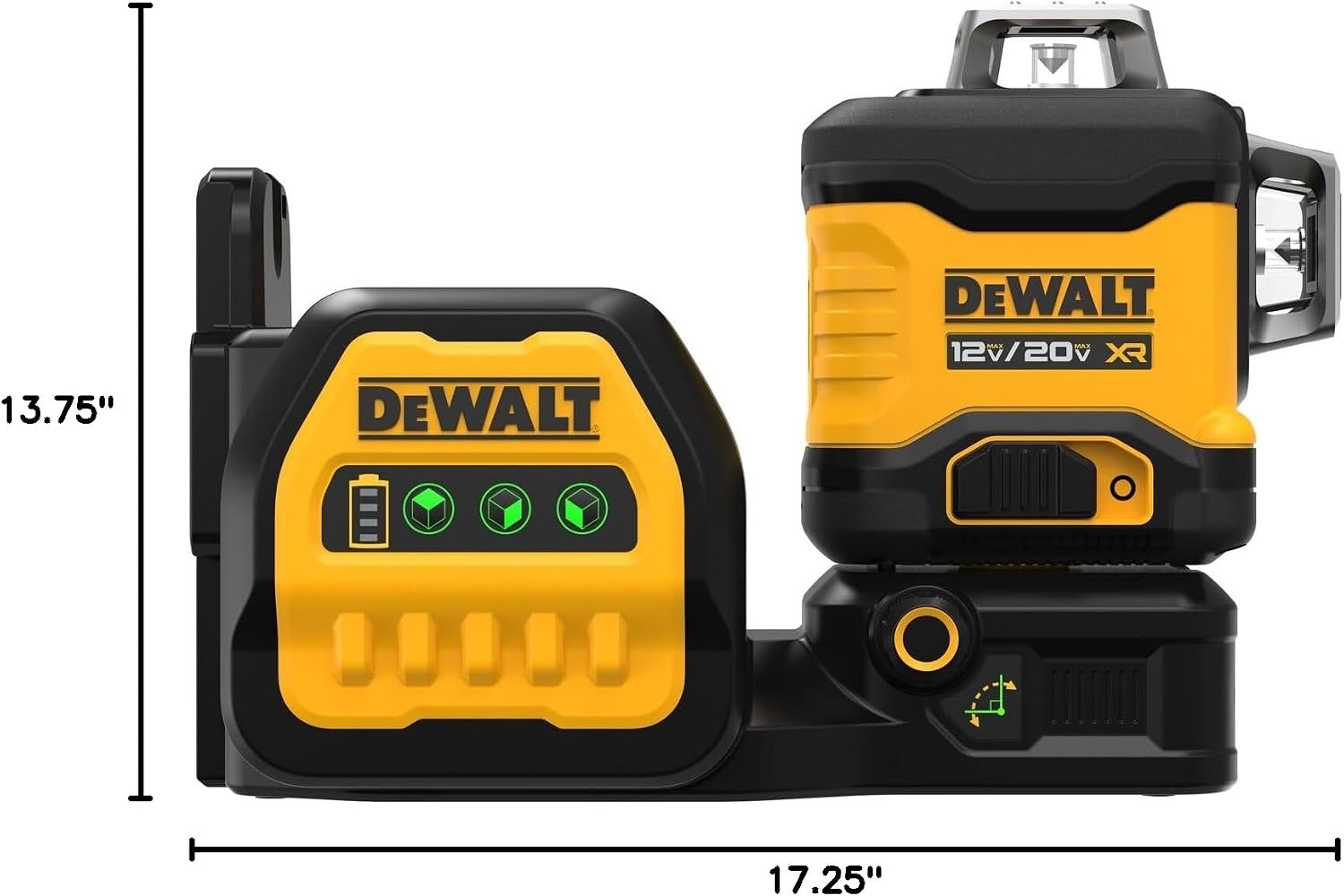image:imageDEWALT 20V12V MAX Laser Level Kit 3 x 360 Green DCLE34030G Color YellowLaser Level tool only