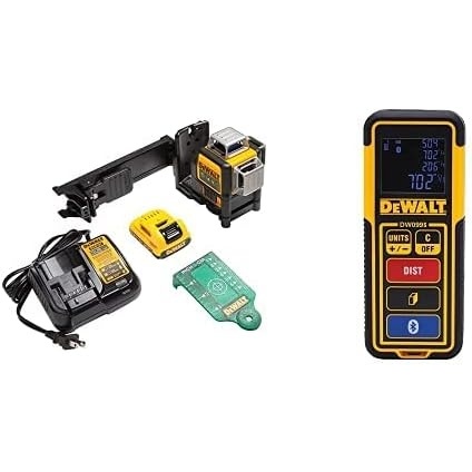 image:imageDEWALT 12V MAX Line Laser 3 X 360 Green with Laser Measure ToolDistance Meter 100Feet with Bluetooth DW089LG amp DW099S