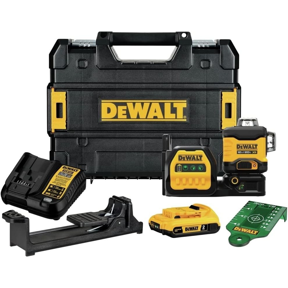 image:imageDEWALT 20V12V MAX Laser Level Kit 3 x 360 Green DCLE34030G Color YellowLaser Level Kit