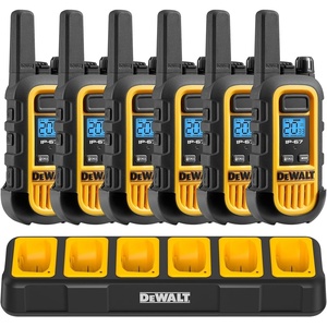 DEWALT DXFRS800 FRS Walkie Talkies, Long Range 2 Way Radio, 2W, IP67 Waterproof, Rechargeable, 2 Pack, DXFRS800(1 Watt – 6 Pack)