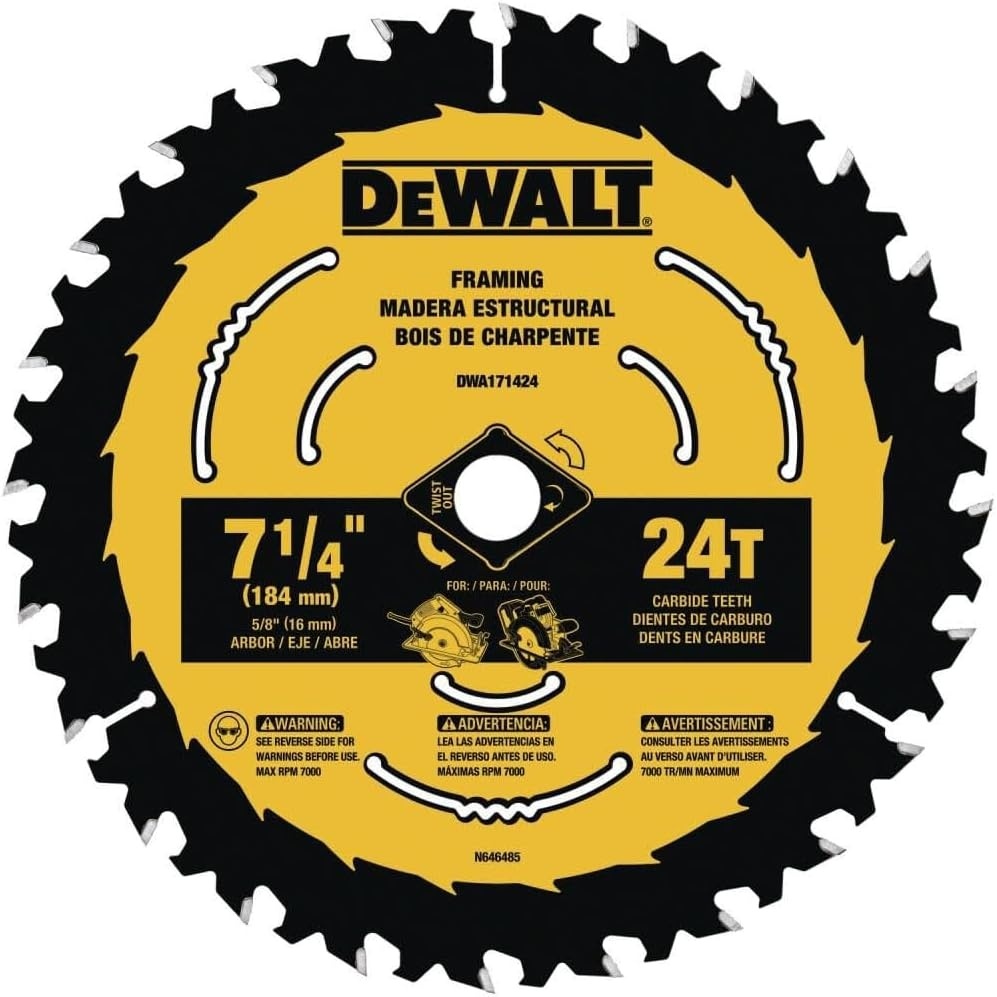image:imageDEWALT Circular Saw Blade 7 14 Inch 24 Tooth Wood Cutting 3 Pack DWA1714243New