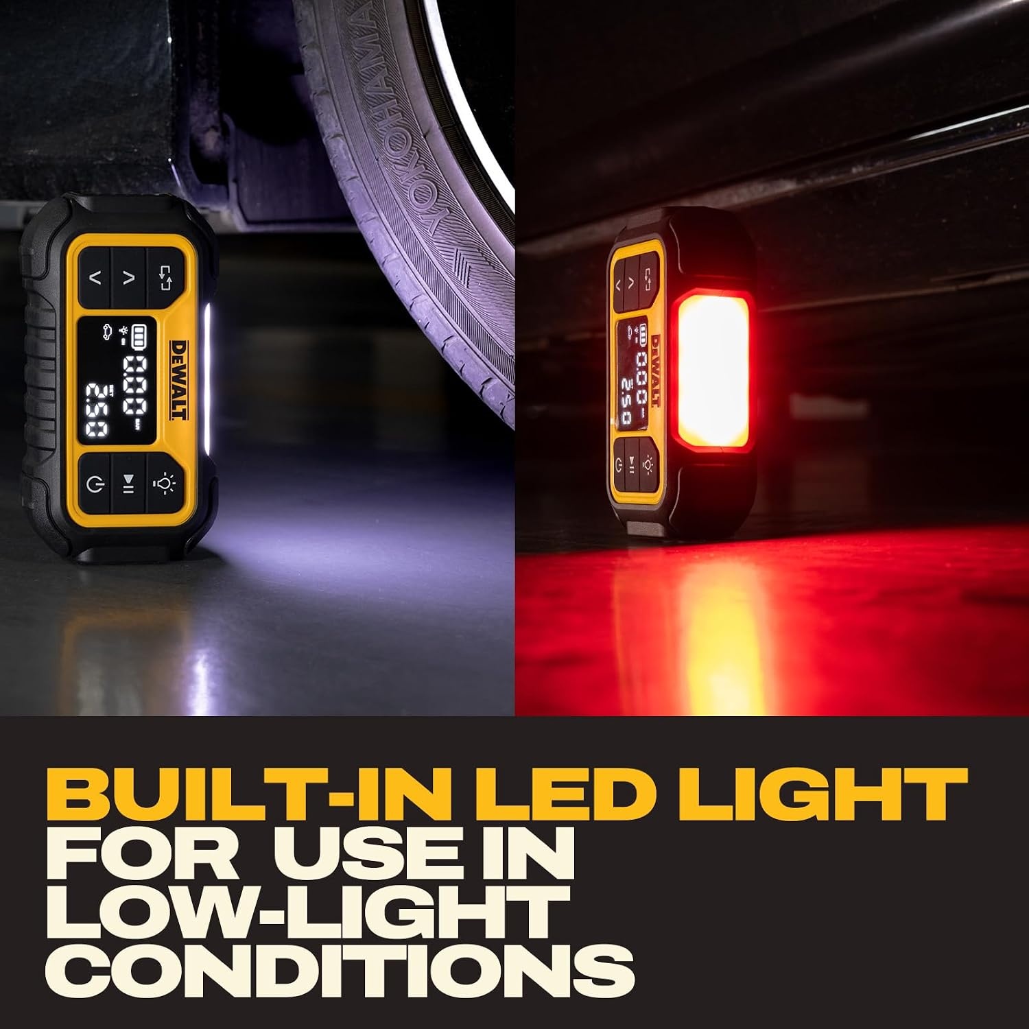 image:imageDEWALT Tire Inflator Portable Air Compressor with Digital Pressure Gauge amp Auto Shut Off 150 PSI 12V DC Corded amp Battery Powered Car Tire Pump with LED Light for Car Motorcycle Bike Sports Balls