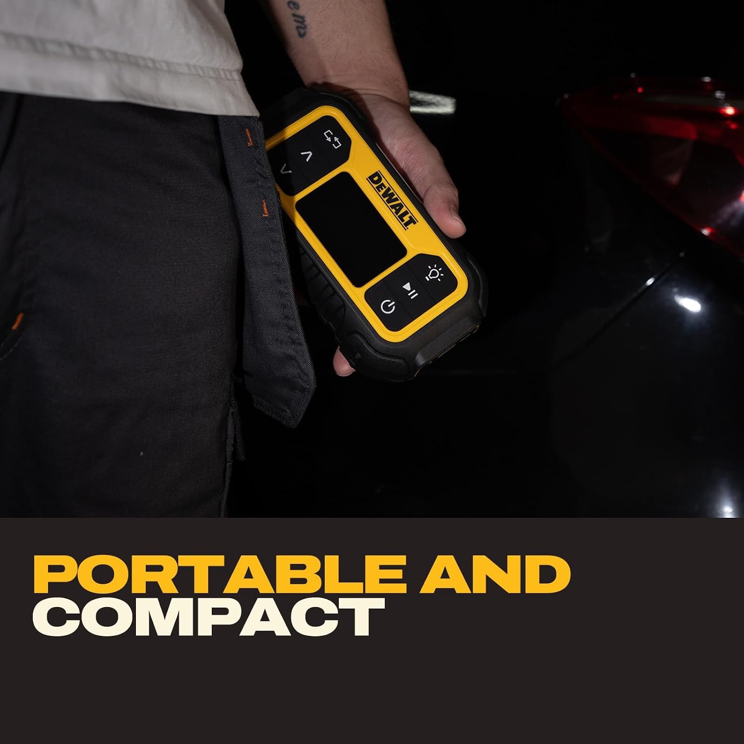 image:imageDEWALT Tire Inflator Portable Air Compressor with Digital Pressure Gauge amp Auto Shut Off 150 PSI 12V DC Corded amp Battery Powered Car Tire Pump with LED Light for Car Motorcycle Bike Sports Balls