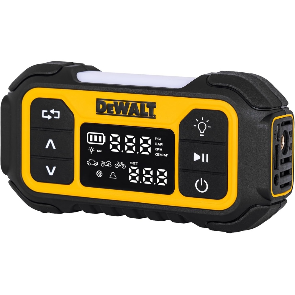 image:imageDEWALT Tire Inflator Portable Air Compressor with Digital Pressure Gauge amp Auto Shut Off 150 PSI 12V DC Corded amp Battery Powered Car Tire Pump with LED Light for Car Motorcycle Bike Sports Balls