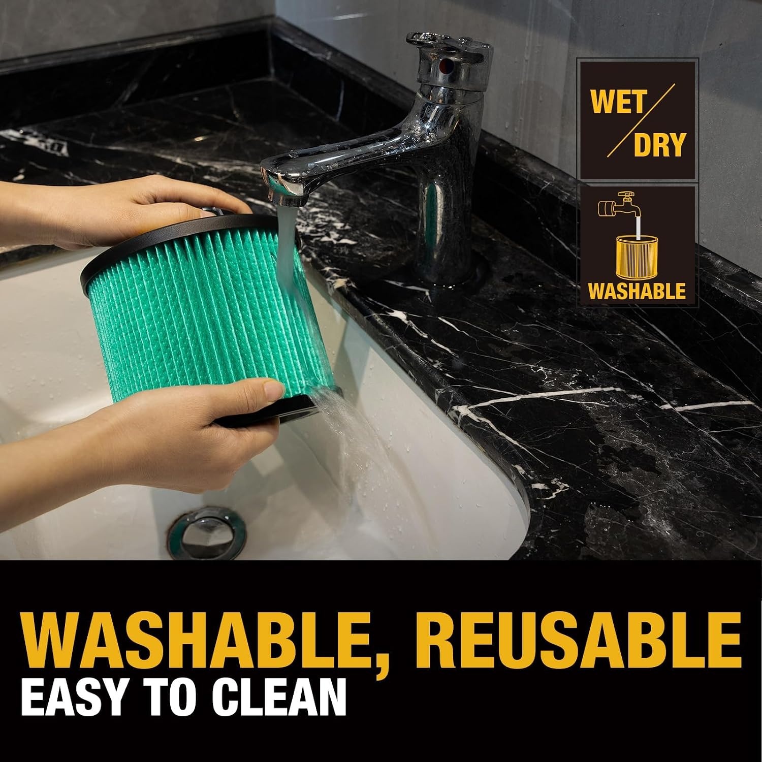 image:imageDEWALT HEPA Shop Vac Filter Replacement DXVC6914 Washable amp Reuseable Cartridge Vacuum Filter for Most Dewalt 616 Gallon Wet Dry Vacs Not Fit for DXV06G DXV06PL DXV08S DXVC4003