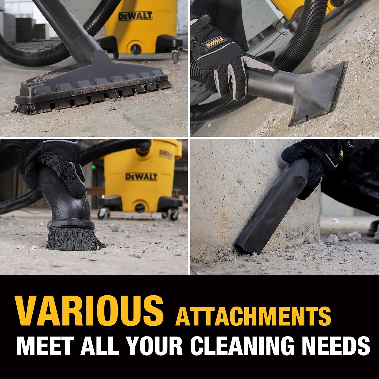 image:imageDEWALT STEALTHSONIC Wet Dry Shop Vacuum 6 Gallon 5 Peak HP DXV06PQTA Ultra Quiet Motor with Powerful Suction 6 Dust Bages and Complete Attachment Set for Garage Workshop Jobsite and Basement12 Gal 6 Dust Bag