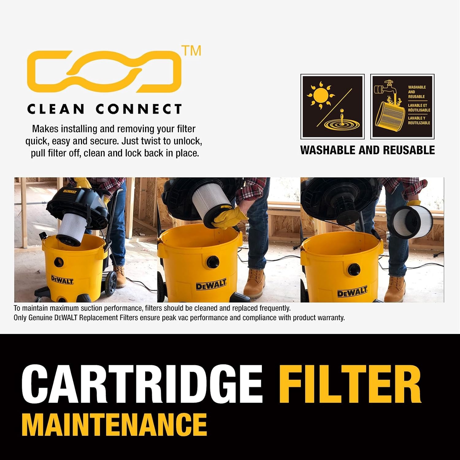 image:imageDEWALT STEALTHSONIC Wet Dry Shop Vacuum 6 Gallon 5 Peak HP DXV06PQTA Ultra Quiet Motor with Powerful Suction 6 Dust Bages and Complete Attachment Set for Garage Workshop Jobsite and Basement12 Gal 6 Dust Bag