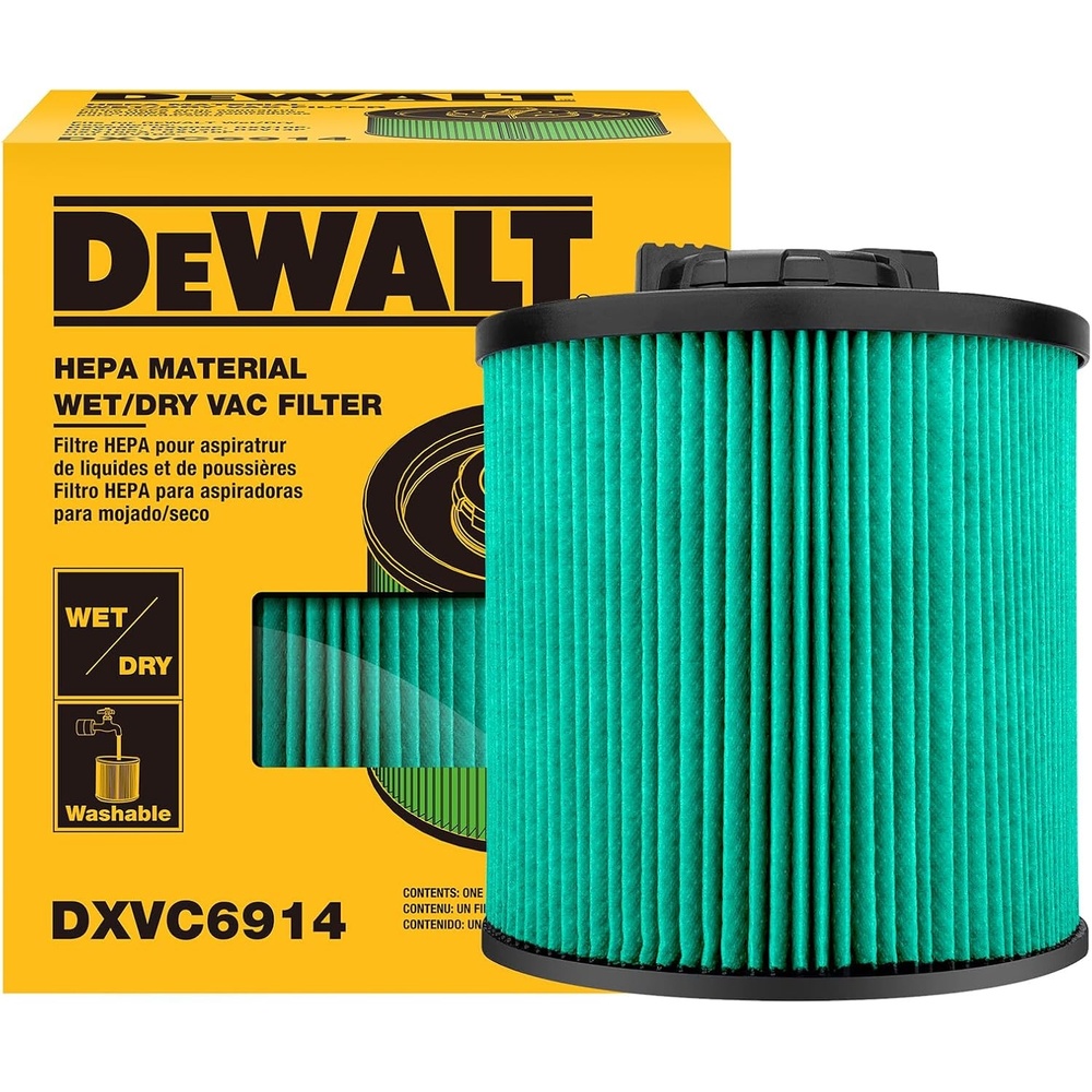 image:imageDEWALT HEPA Shop Vac Filter Replacement DXVC6914 Washable amp Reuseable Cartridge Vacuum Filter for Most Dewalt 616 Gallon Wet Dry Vacs Not Fit for DXV06G DXV06PL DXV08S DXVC6914
