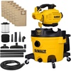 DEWALT Shop Vacuum Wet and Dry 9 Gallon 5 HP with Detachable Blower | Full Accessory Kit & Storage Bag, ideal for Garage Workshop Lawn Yard Patio & Outdoor Leaves Cleaning, DXV209PC(9 Gallon + 6 Dust Bags)