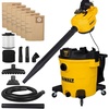 DEWALT Shop Vacuum Wet and Dry 9 Gallon 5 HP with Detachable Blower | Full Accessory Kit & Storage Bag, ideal for Garage Workshop Lawn Yard Patio & Outdoor Leaves Cleaning, DXV209PC(12 Gallon + 6 Dust Bags)
