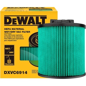 DEWALT HEPA Shop Vac Filter Replacement DXVC6914 | Washable & Reuseable Cartridge Vacuum Filter for Most Dewalt 6-16 Gallon Wet Dry Vacs (Not Fit for DXV06G DXV06PL DXV08S )(DXVC6914)