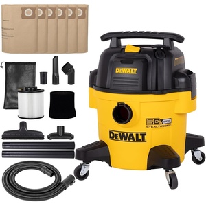 DEWALT STEALTHSONIC Wet Dry Shop Vacuum 6 Gallon 5 Peak HP, DXV06P-QTA | Ultra Quiet Motor with Powerful Suction, 6 Dust Bages and Complete Attachment Set for Garage, Workshop, Jobsite and Basement(6 Gallon (6 Dust Bags))