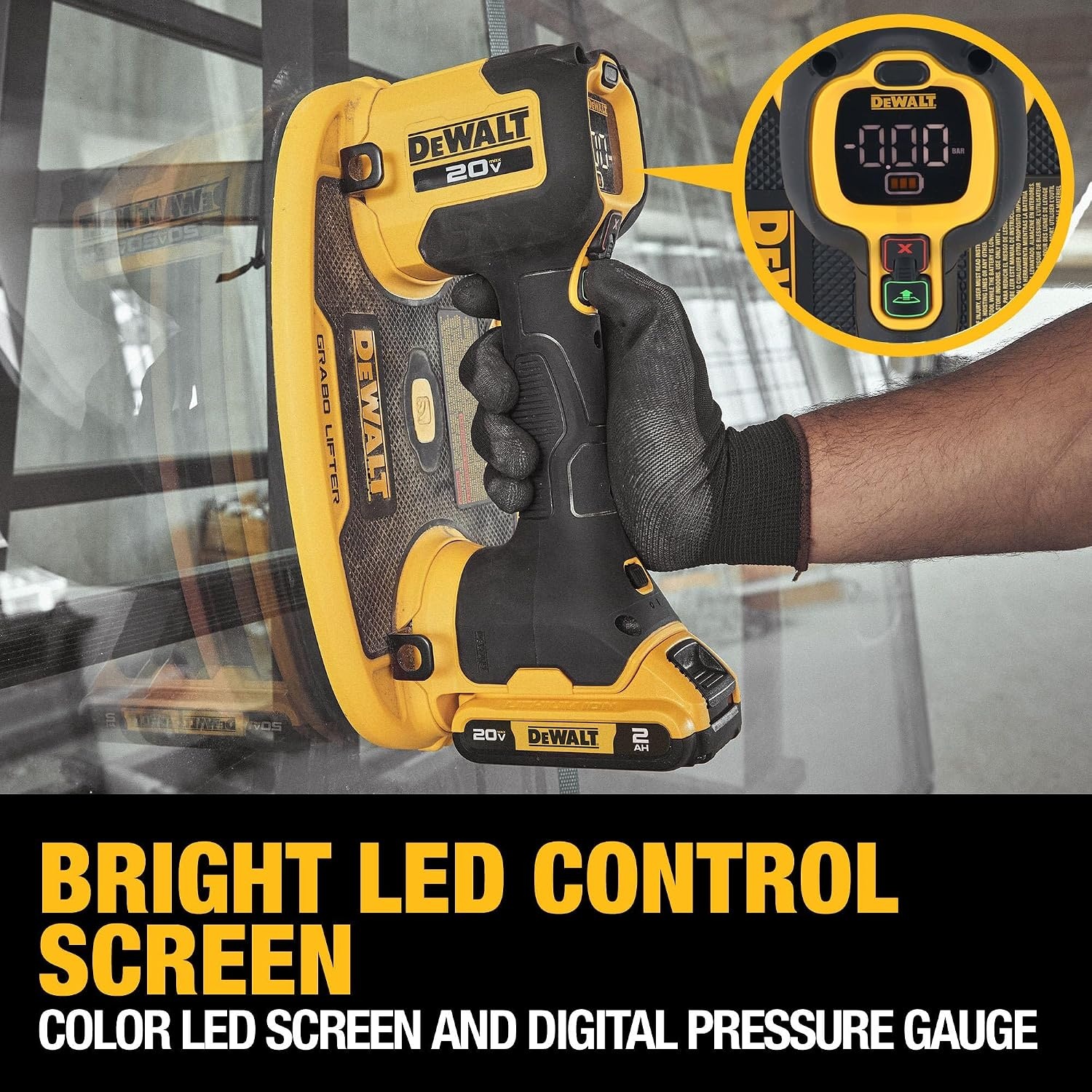 image:imageDEWALT 20V MAX Cordless GRABO Suction Lifter Bare Tool Only Liftload Capacity of Up to 265 lbs DCE592BKit w Battery Charger