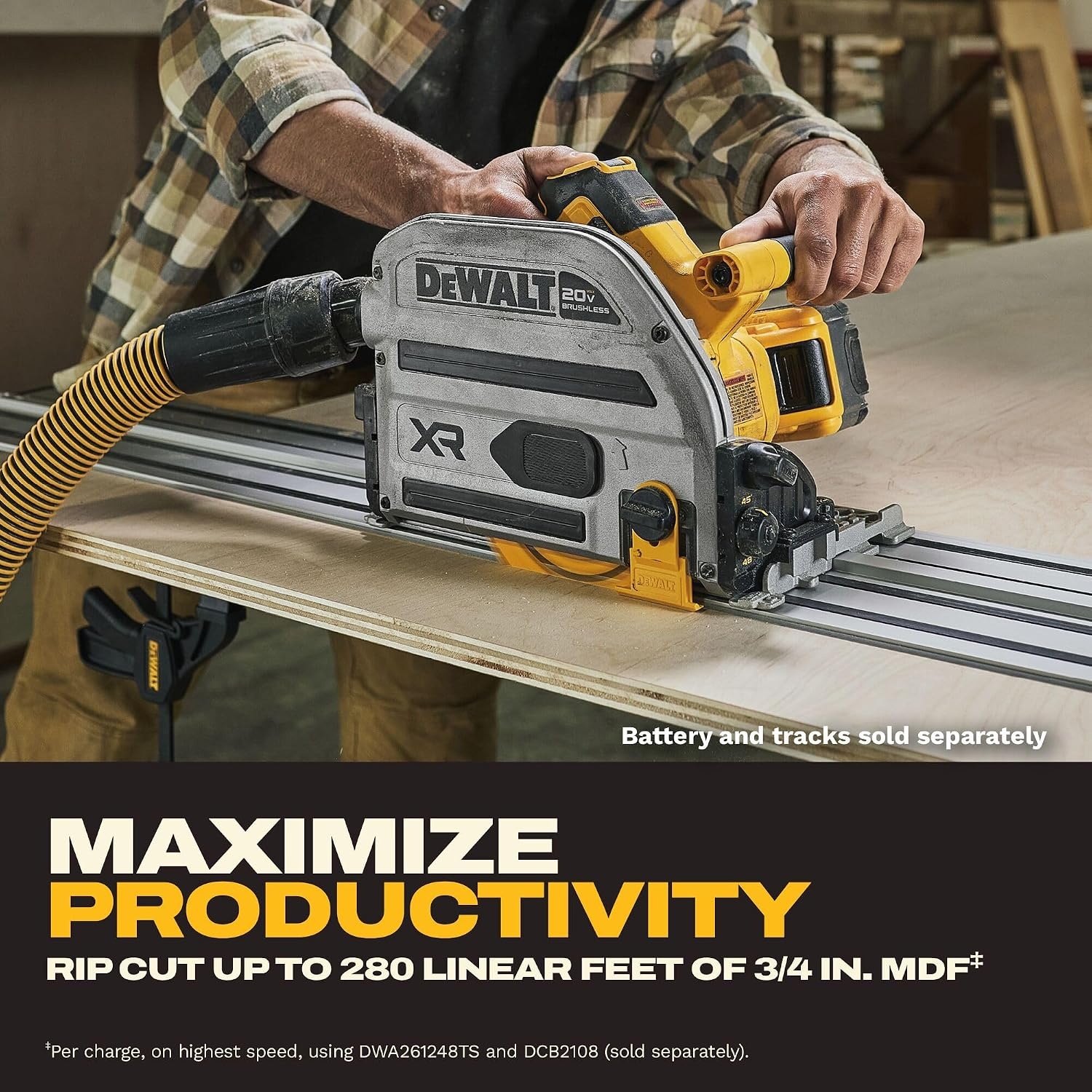 image:imageDEWALT 20V MAX XR 612 in Cordless Plunge Track Saw DCS525B